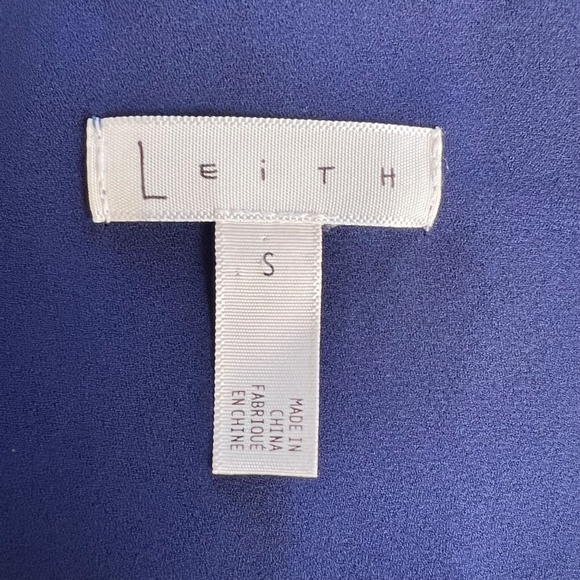 Leith Womens Tie Front Jumpsuit Small Navy Blue White Polka Dot Short Sleeve - Picture 9 of 9